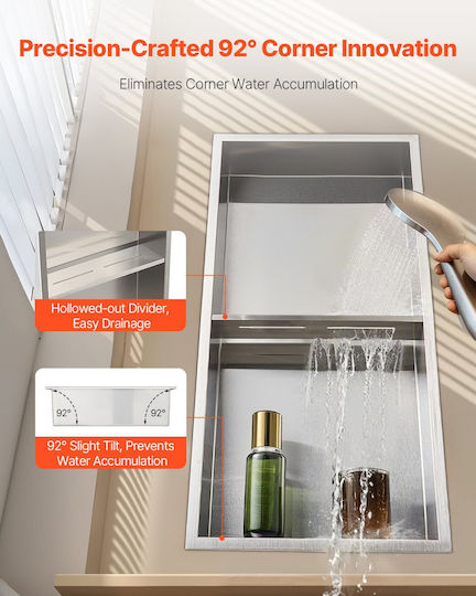 Vevor Corner Wall Mounted Bathroom Shelf Metallic Silver