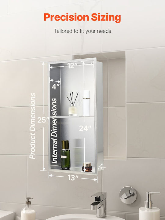 Vevor Corner Wall Mounted Bathroom Shelf Metallic Silver