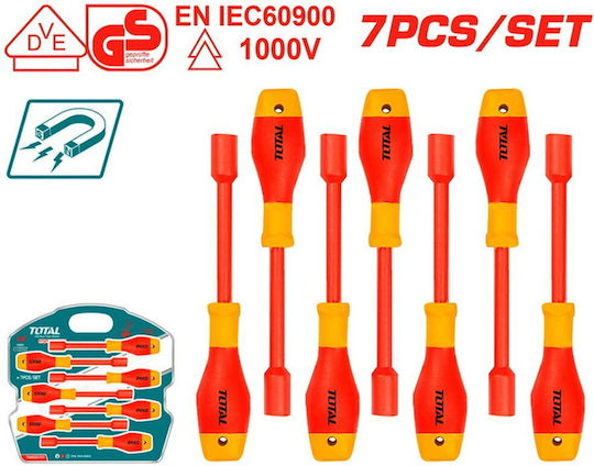 Total Set 7 Electrician VDE 1000V Screwdrivers with 7 Interchangeable Tips