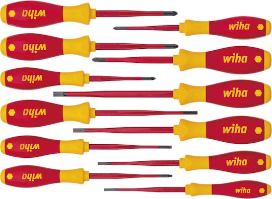 Wiha Softfinish Electric Slimfix Set Electrician Screwdrivers with 12 Interchangeable Tips