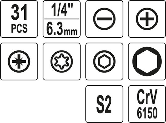 Yato Screwdriver Socket with 31 Interchangeable Tips