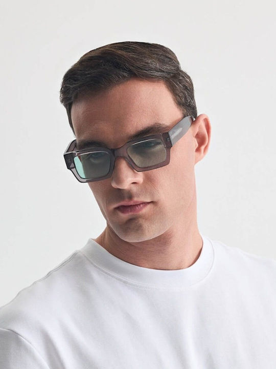 Faos Men's Sunglasses with Gray Plastic Frame and Gray Lens 474301