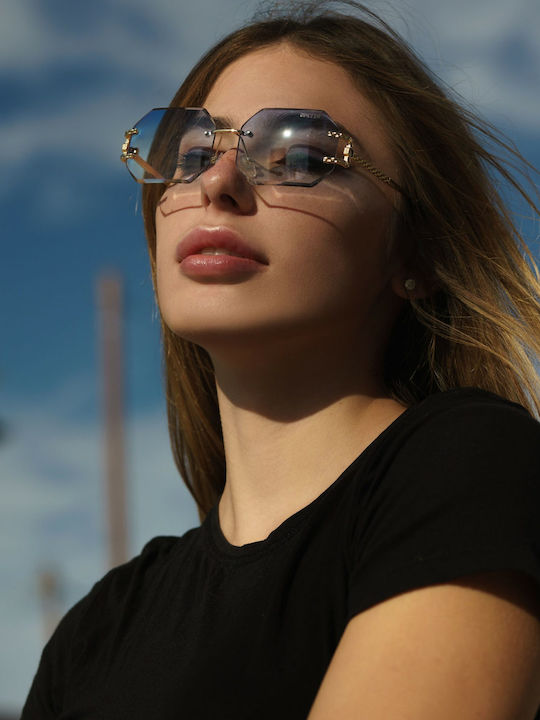 Ghetto Women's Sunglasses with Blue Frame and Blue Lens K39079-C03 BLUE