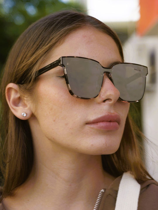 Ghetto Women's Sunglasses with Blue Frame and Blue Mirror Lens TR7510 BLUE