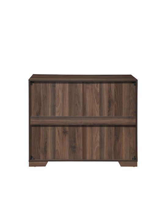 Συρταριέρα Креватокамарас Дървена Grooves с 3 чекмеджета Walnut Grey 100x45x80бр