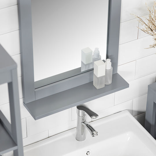 SoBuy Rechteckiger Badezimmerspiegel aus MDF mit Schrank 40x49,2cm Grau