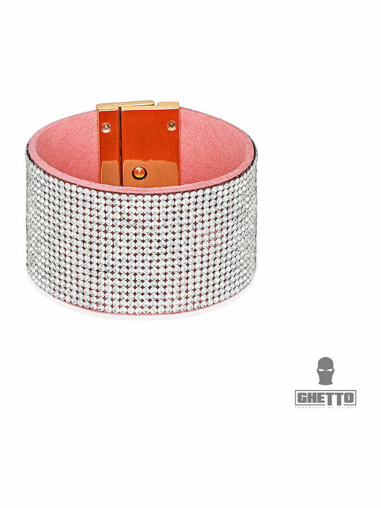 Ghetto Women's Bracelet made of Leather with Diamond