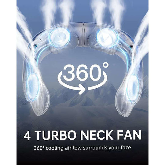 Techsuit Neck Fan S8 Portable Digital Display 3 Wind Speeds 4000mAh 7300rpm Blue