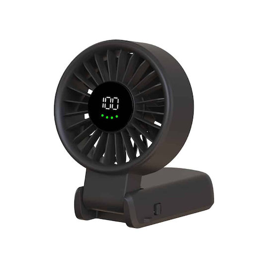 Techsuit Handheld Fan Premium Mini A10 Digital Led Display Rechargeable Usb-c Port 100 Wind Speeds 5400rpm Black