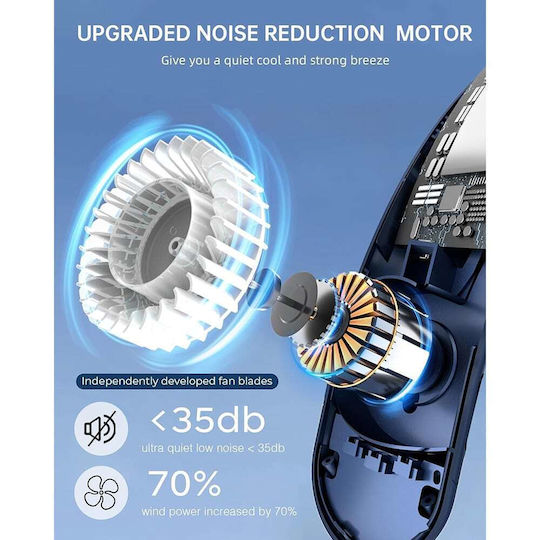 Techsuit Neck Fan S8 Portable Digital Display 3 Wind Speeds 4000mAh 7300rpm Blue
