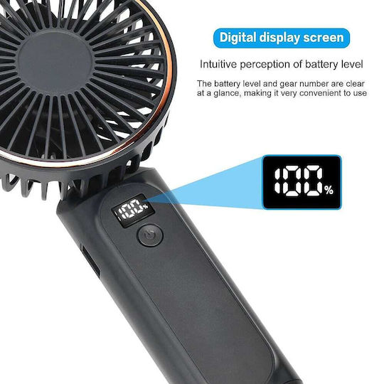 Techsuit Handheld Ventilator Premium Mini M12 Digital LED Display Rechargeable USB-C Port 6 Wind Speeds 5000mAh Schwarz
