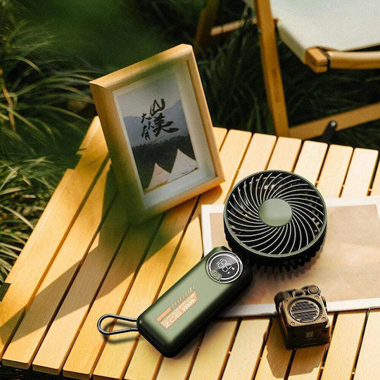 Techsuit Handheld Fan Premium Mini Z8 Digital Led Display Rechargeable Usb-c Port 3 Wind Speeds 2a 3600mah Green