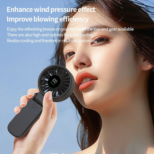 Techsuit Вентилатор Чанта За Ръка Premium Mini A10 Цифров Дисплей Led Презареждащ Се Usb-c Порт 100 Скорости На Вятъра 5400rpm Бял