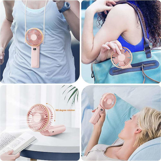 Techsuit Ανεμιστήρας Χειρός Premium Mini M12 Ψηφιακή Οθόνη Led Επαναφορτιζόμενη Θύρα Usb-c 6 Ταχύτητες Ανέμου 5000mah Λευκό