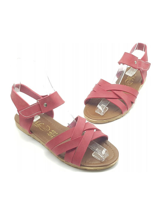 Women's Flat Sandals in Red Color