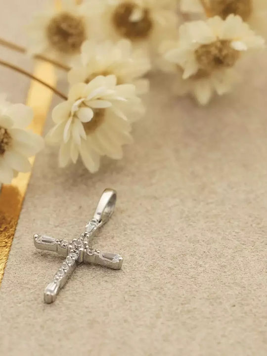 Damen Weißgold Kreuz 14K