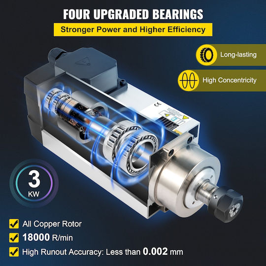 Vevor 3.0kw 220v Air Cooled Spindle Motor Cnc Air Cooling Spindle Motor Cnc Engraving Milling Machine