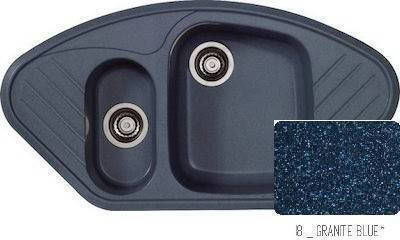 Sanitec Classic Drop-In Sink Corner Right Synthetic Granite W96xD51cm Granite Blue