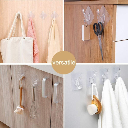 Adhesive Wall Hooks Set 4 Pieces 11kzn10