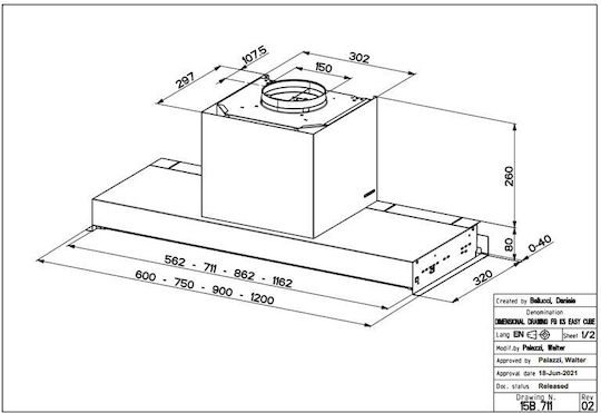 Faber In-Nova Zero Drip A120/2 Chimney Vent Hood 120cm Gray