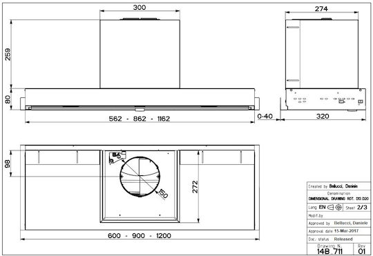Faber In-Nova Comfort X A60 Μηχανισμός Απορρόφησης 60cm Inox