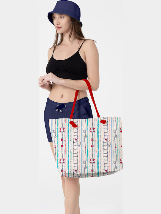 Miami Beach Stoff Strandtasche Light Blue