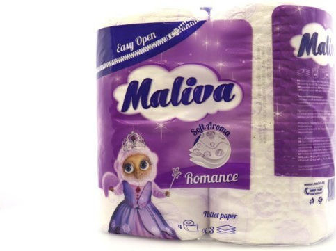 Zebra Maliva Romance Χαρτί Υγείας 4 Ρολά 3 Φύλλων