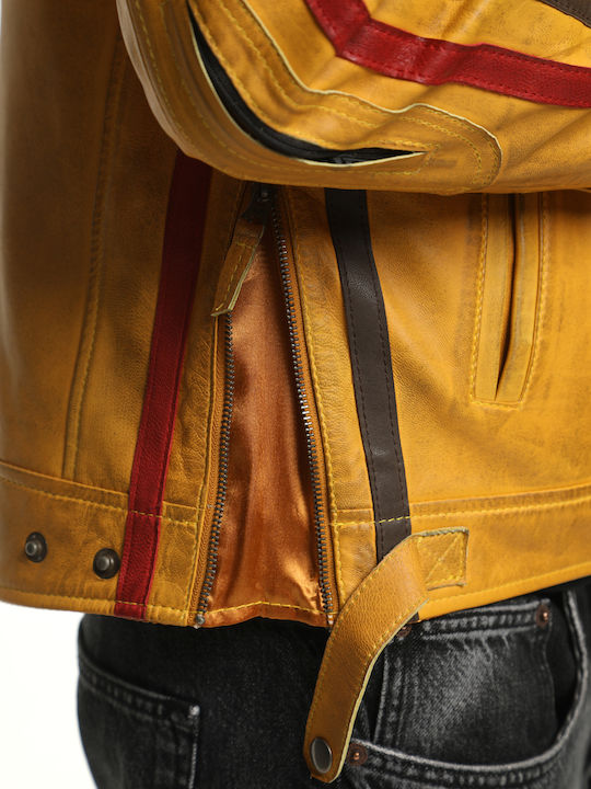Leather Jacket Biker Yellow