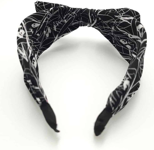 Hair Headband Printed Bow Black