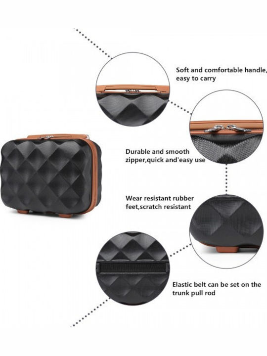 Miss Lulu British Traveller Ultralight Abs Polycarbonate Vanity Case Black Brown