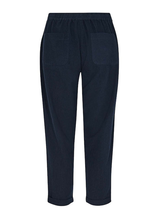 Damen Stoff Hose mit Gummizug Blau