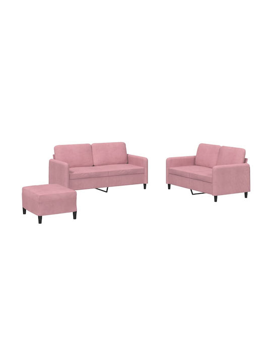 Vidaxl Wohnzimmer-Set 3-teilig Rosa Samt 138x77x80cm Zweisitzer Rosa