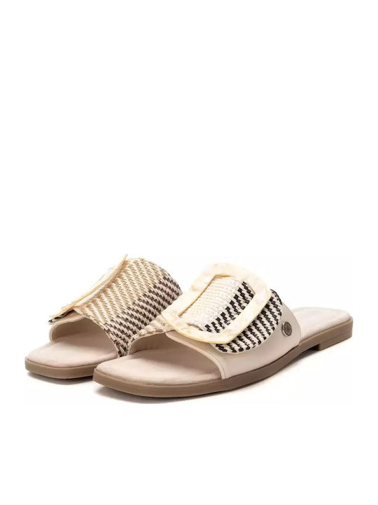 Women's Flat Sandals in Beige Color