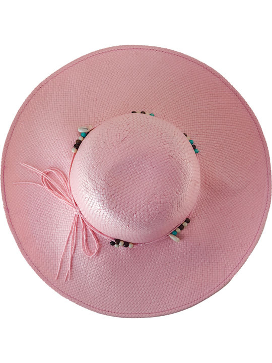 Brims and Trims Γυναικείο Ψάθινο Καπέλο Floppy Ροζ