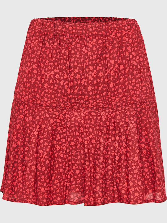 High-waisted Mini Skirt Floral Brown