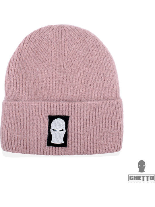 Beanie Unisex Σκούφος Πλεκτός σε Ροζ χρώμα