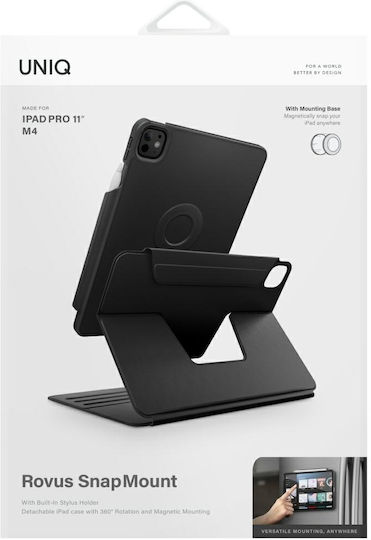 Uniq Rovus Snapmount Magnetic 360 Flip Cover Περιστρεφόμενη Ανθεκτική Μαύρη (iPad Pro 11 M4 (2024))