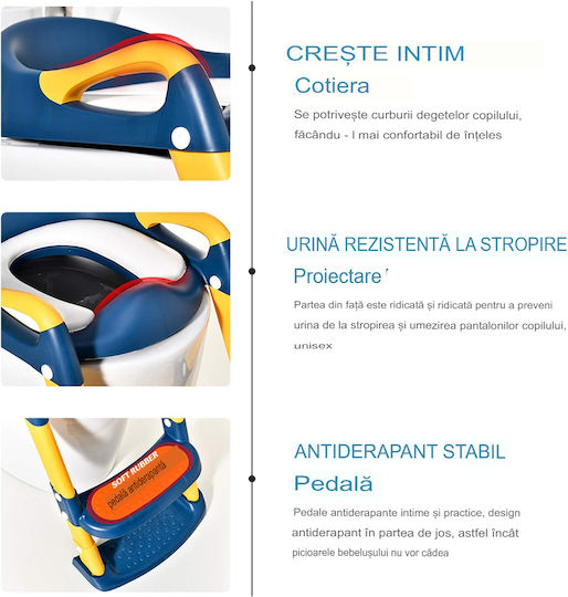 Scaun de Toaletă pentru Copii cu Suprafață Dură, Mânere și Scară Multicolor