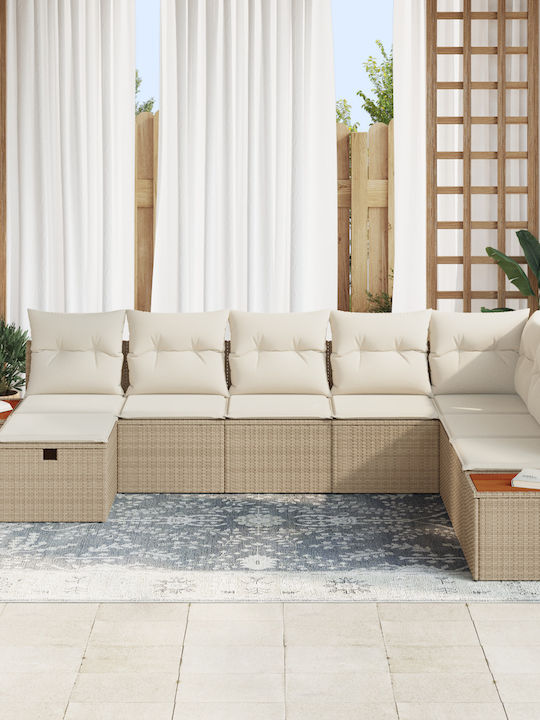 Corner Sofa Outdoor Rattan with Pillows 55x62x69cm