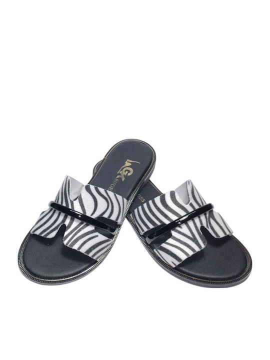 Leather Women's Flat Sandals Red-Black