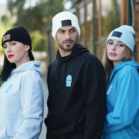 Earflap Unisex Σκούφος Πλεκτός σε Μαύρο χρώμα