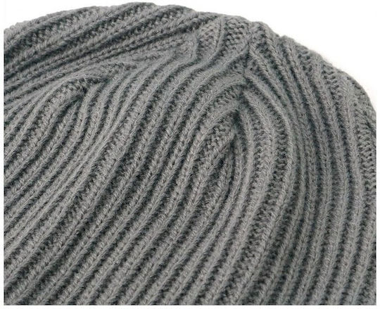 Beanie Ανδρικός Σκούφος με Rib Πλέξη σε Γκρι χρώμα