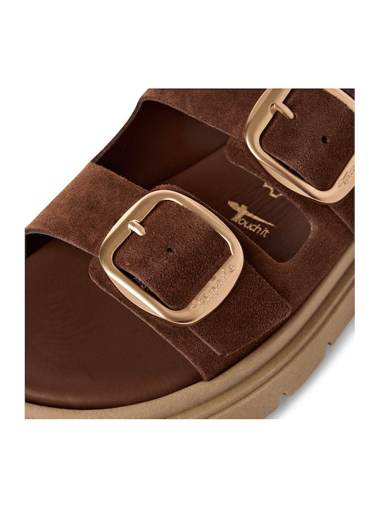 Leather Women's Flat Sandals Anatomic in Brown Color