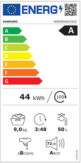 Samsung Пералня 9кг 1400 Оборота Черен WW90DG6U25LBU4