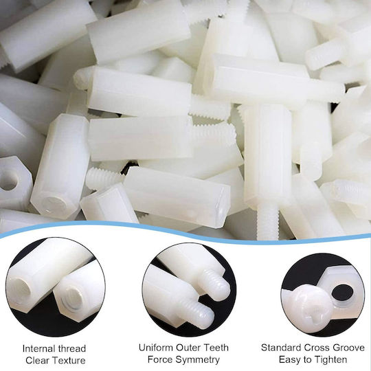 Set Distanțiere Hexagonale Bărbat-Femeie M2.5 M3 Pentru PCB Din Plastic Nylon Nuci Și Șaibe Albe
