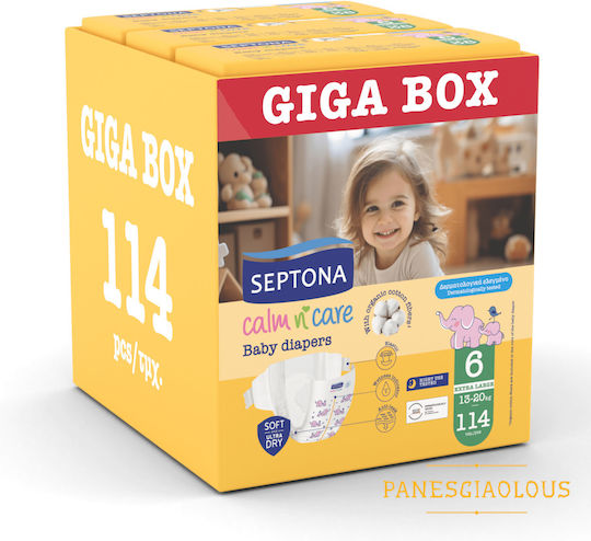 Septona Πάνες με Αυτοκόλλητο Calm & Care No. 6 για 13-20kg 114τμχ