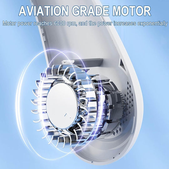 Portable Adjustable Neck Fan 5 Speed Levels Digital Display Usb Skdr Neckbreeze Blue