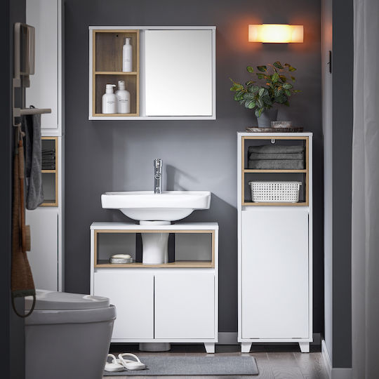 SoBuy Badezimmerschrank Wäscherei B35xT30xH105cm Weiß