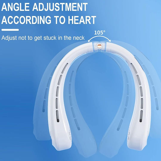 Portable Adjustable Neck Fan 5 Speed Levels Digital Display Usb Skdr Neckbreeze Blue