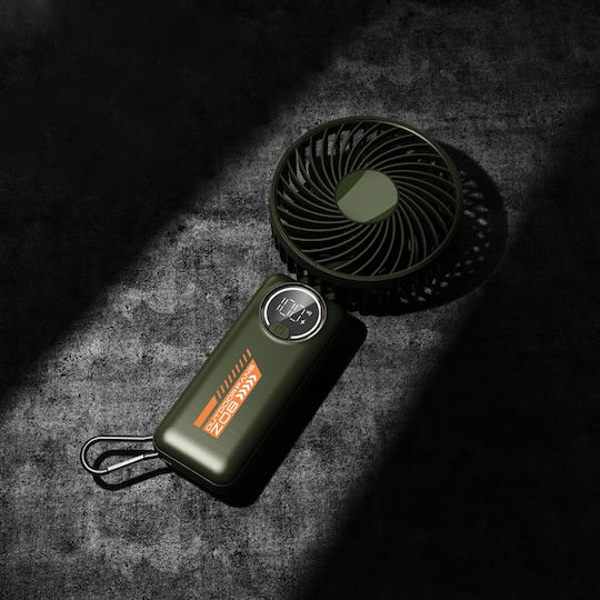 Portable Fan Led Display Z8 3 Speeds Usb-c 2a 3600mah Compact Lightweight Green